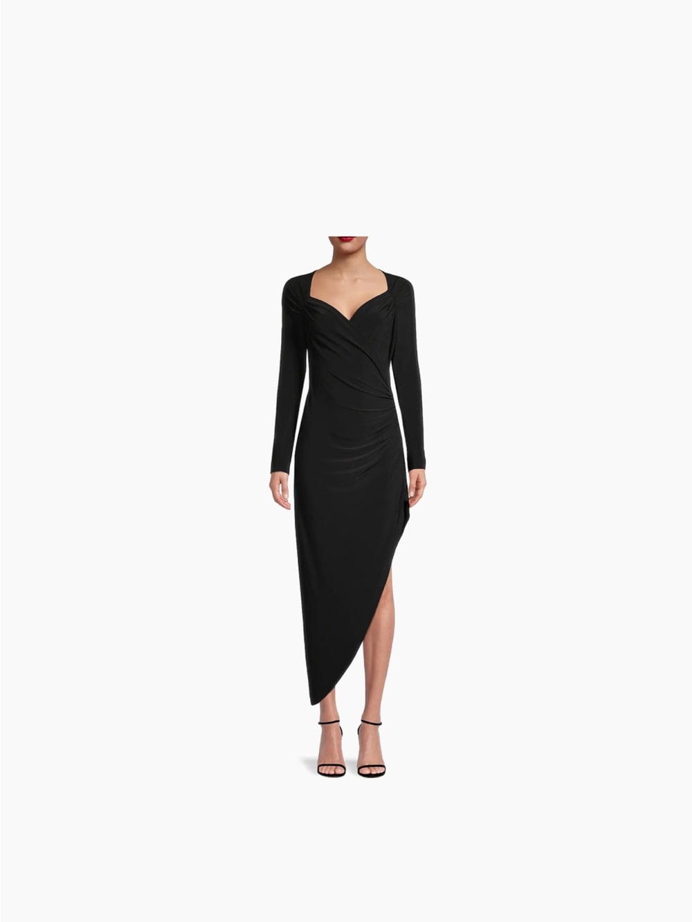 Norma Kamali Black Draped Asymmetric Long-Sleeve Maxi Dress